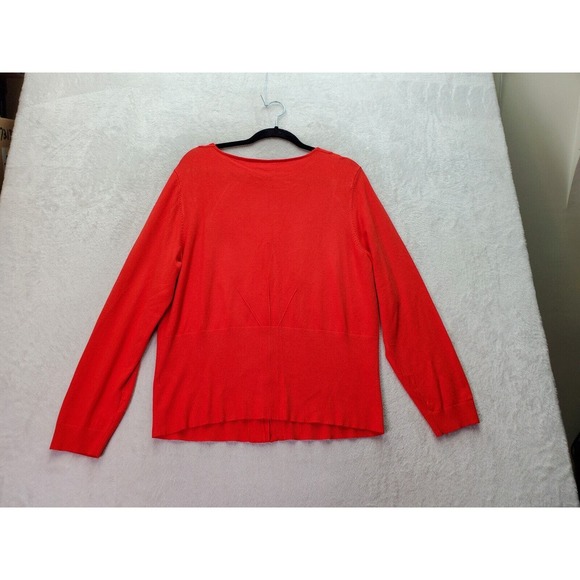 Cato Cardigan Sweater Womens Size 18/20 Red Orange Rayon Scoop Neck Button Front - Picture 2 of 10